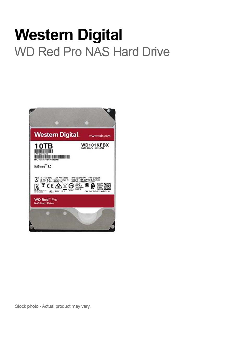 Western Digital WD101KFBX 10TB 3.5in LFF 6Gbps 7.2K RPM WD Red Pro NAS SATA  HDD
